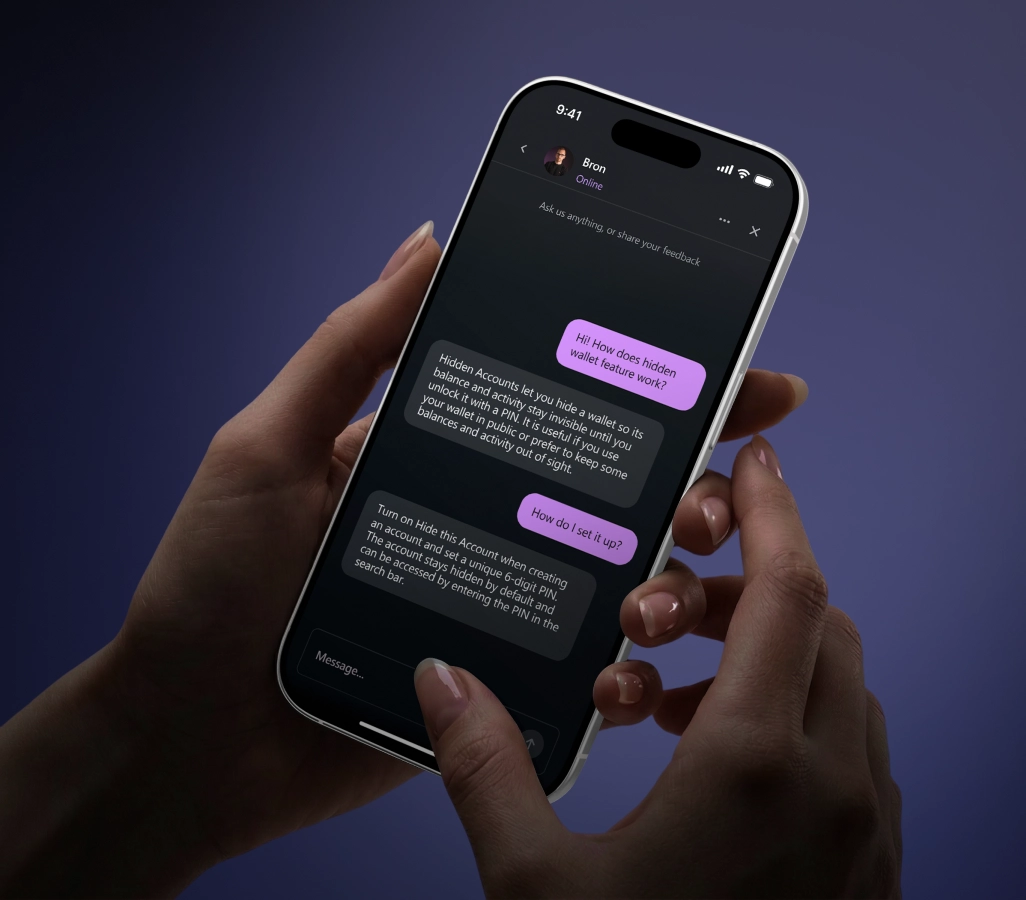 Bron in-app human support chat interface