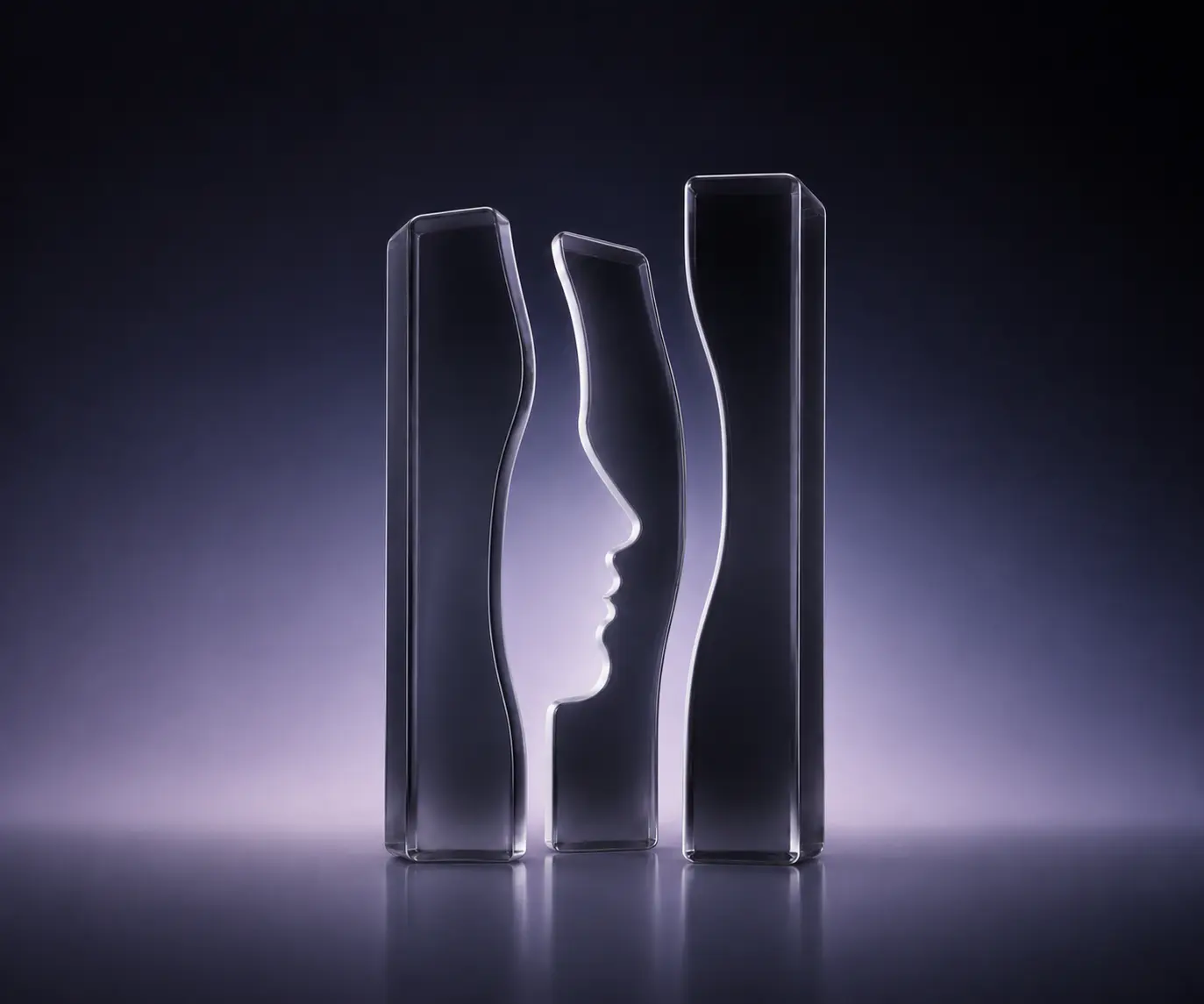 Abstract portrait outline centred in negative space, representing FaceScan identity verification